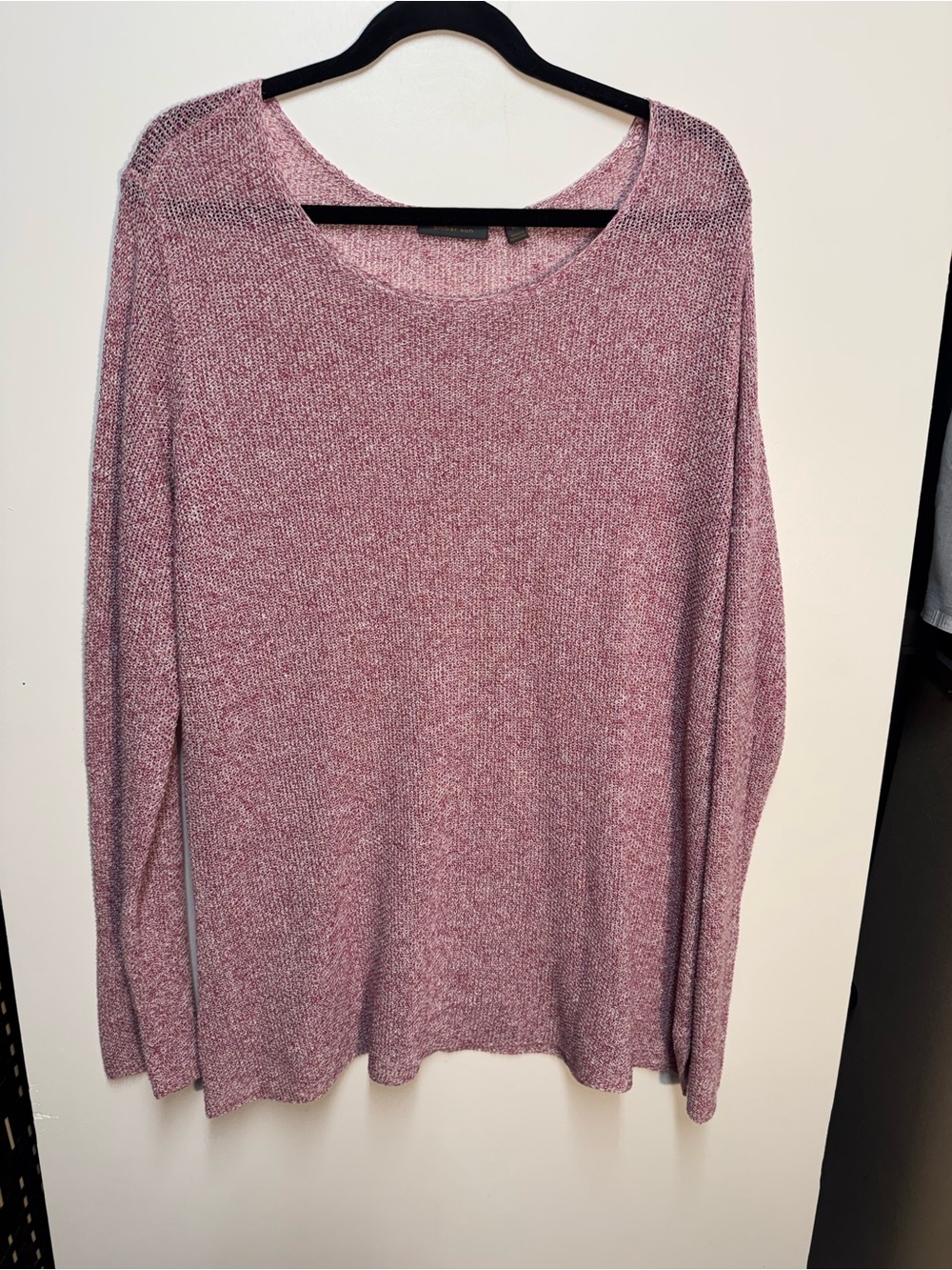Amber Sun 100% Linen Crewneck Marled Pink Sweater